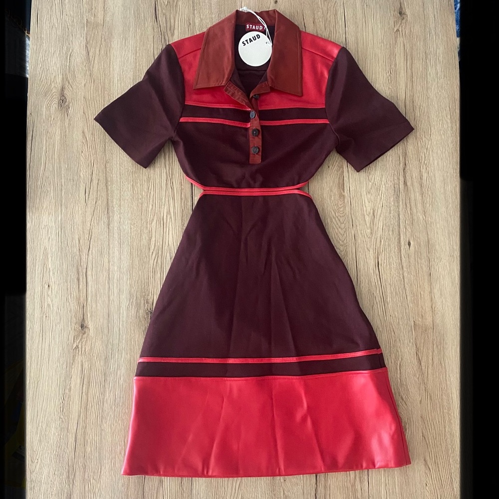STAUD One of a Kind Sample Polo Leather Dress